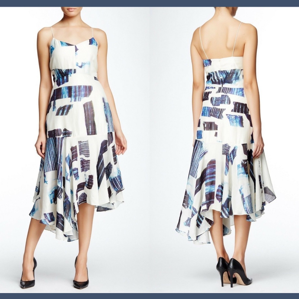 $498 tibi Oki‎ Silk Blend Strappy Asymmetrical Dress [SZ 6 ]